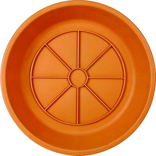 Planter Saucer, 6.1 in Dia, 6.1 in L, Plastic, Terracotta