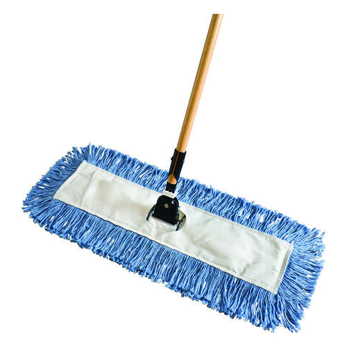 Rubbermaid FGU83228BL00 Dust Mop, Cotton Head, Wood Handle, 66.4 in L, Blue