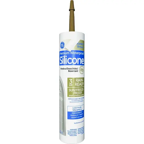 Silicone II 5080 Window and Door Caulk, Brown, -55 to 400 deg F, 10.1 oz Cartrid