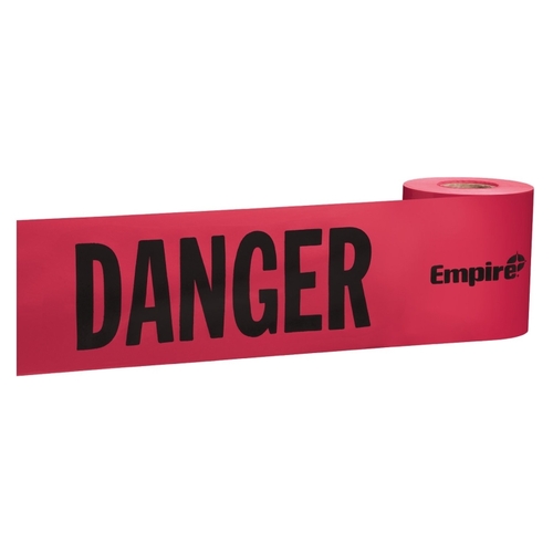 Empire 77-0204 Barricade Tape, 200 ft L, 3 in W, Plastic Backing, Red