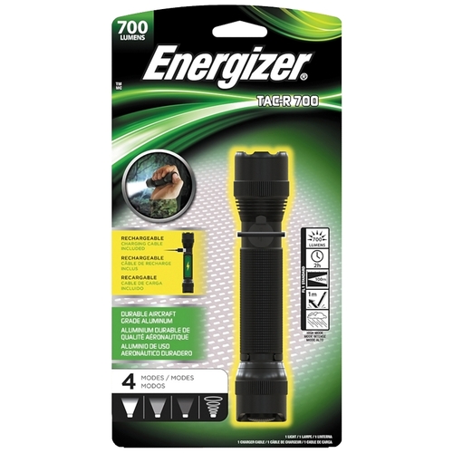 Energizer ENPMTRL8HD ENPMTRL8 Rechargeable Flashlight, Lithium-Ion Battery, 700 Lumens Lumens, 2 hr Run Time, Black