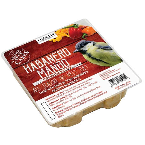 Heath DDC8-12 Wild Bird Food, Suet Cake, Habanero Mango Flavor, 11.75 oz