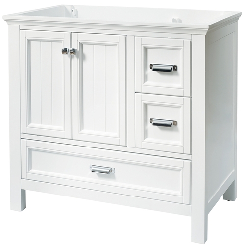 Foremost BAWV3622D Brantley Series Bathroom Vanity, 36 in W Cabinet, 21-1/2 in D Cabinet, 34 in H Cabinet, Wood, White