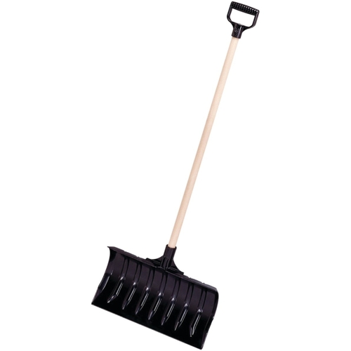 Garant LPP18VD Snow Pusher, 18 in W Blade, Polypropylene Blade, Hardwood Handle, D-Grip Handle, Black