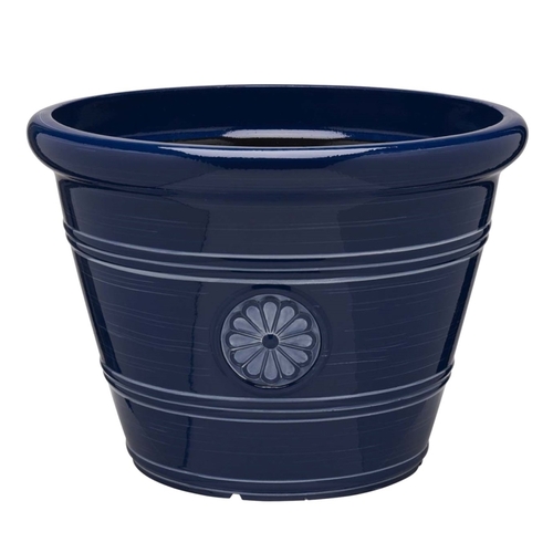Southern Patio CMX064718 Planter, Navy Blue/White