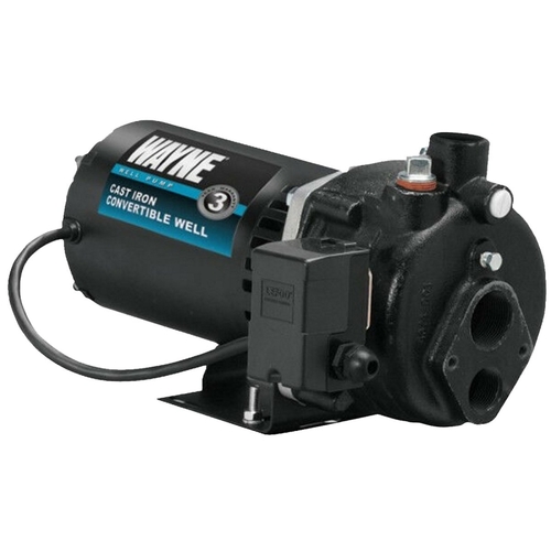 Wayne CWS100 Jet Pump, 120/240 V, 1 hp, 3/4 in Connection, 90 ft Max Head, 1056 gph, Cast Iron