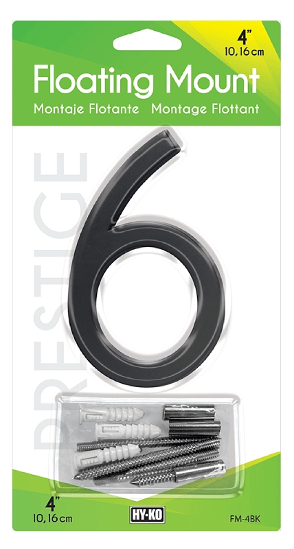 Hy-Ko FM-4BK/6 FM-4BK-6 House Number, Character: 6, 4 in H Character, Black Character