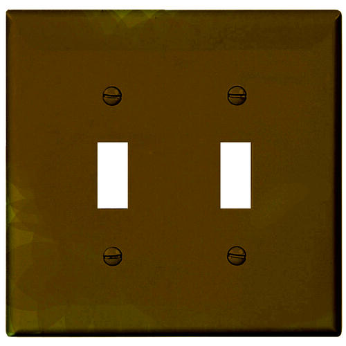 Wallplate, 4-7/8 in L, 4.94 in W, 2 -Gang, Polycarbonate, Brown, High-Gloss