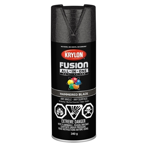 Fusion All-In-One Paint and Primer, Hammered, Black, 12 oz, Can