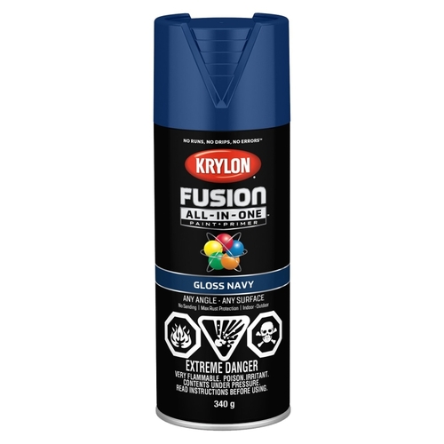 Fusion All-In-One Paint and Primer, Gloss, Navy, 12 oz, Can