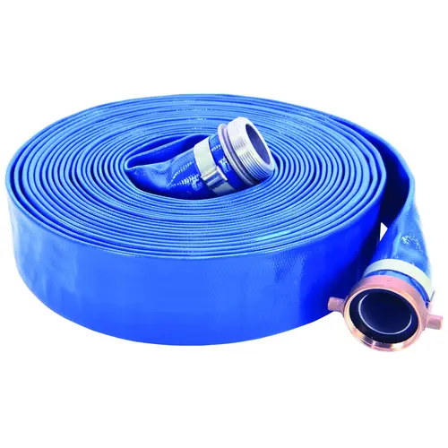 1147-3000-50-CE Pump Discharge Hose Assembly, 3 in ID, 50 ft L, Male x Female Coupling, PVC, Blue