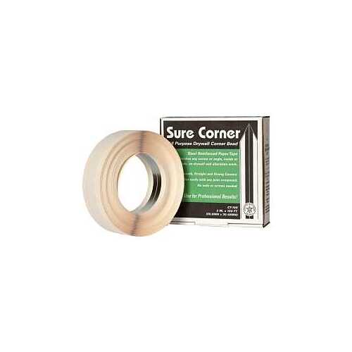 ToolPro TP03398 Sure Corner Series SC2 Drywall Corner Tape, 100 ft L, 2 in W, Paper/Steel