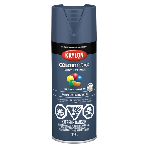 COLORmaxx Paint and Primer, Satin, Oxford Blue, 12 oz, Can