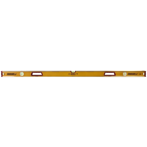 JOHNSON 1717-7200 Box Beam Level, 72 in L, 4-Vial, 2-Hang Hole, Non-Magnetic, Aluminum, Black/Yellow