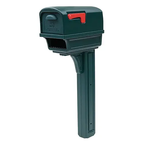 Gentry GGC1G0000 Mailbox and Post Combo, 1000 cu-in Mailbox, Plastic Mailbox, 36.38 in H Post Green