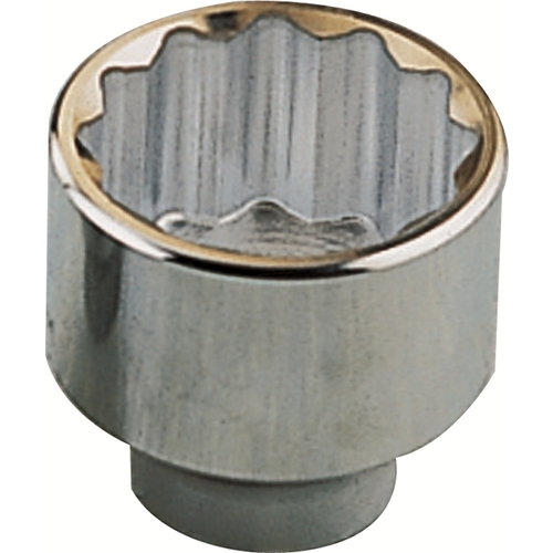 Drive Socket, 27 mm Socket, 3/4 in Drive, 12-Point, Chrome Vanadium Steel, Chrome Silver