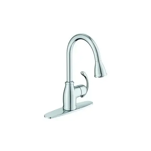 Terrace Series Kitchen Faucet, 2.2 gpm, 1-Faucet Hole, Metal, Chrome Plated, Deck Mounting, Lever Handle