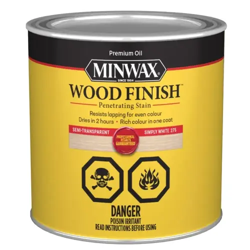 Wood Finish Stain, Simply White, Liquid, 0.5 pt