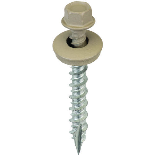 Screw, #9 Thread, High-Low, Twin Lead Thread, Hex Drive, Self-Tapping, Type 17 Point Taupe