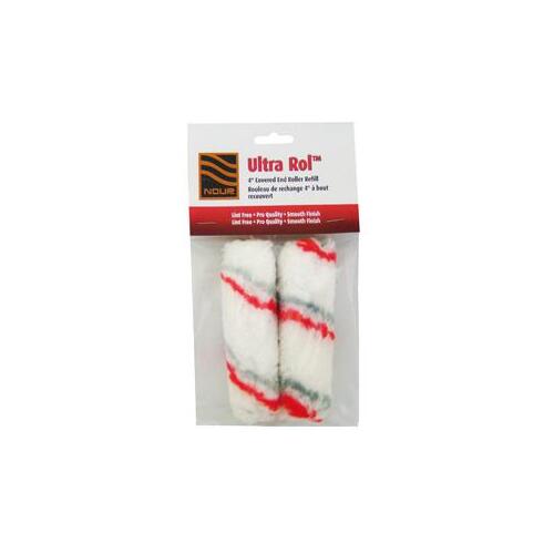 Roller Refill Pack, 3/8 in Thick Nap, 4 in L, Fabric Cover, Gray/Red