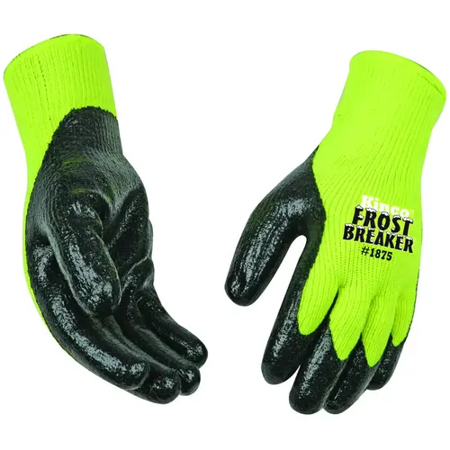 High-Visibility High-Dexterity Protective Gloves, Men's, L, Keystone Thumb, Knit Wrist Cuff Pair Black/Green