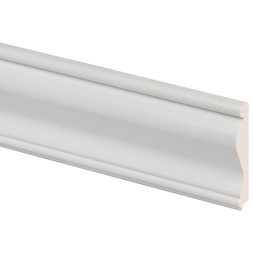 390 Series Chair Rail Moulding, 8 ft L, 2-5/8 in W, 5/8 in Thick, Smooth Profile, PVC, White