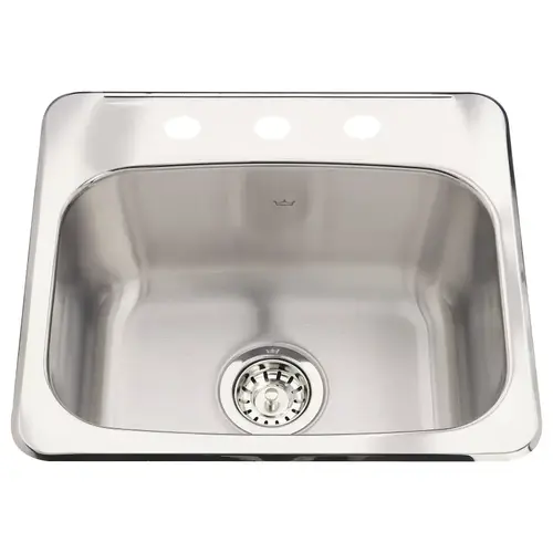 KINDRED QSL1719-8-3N Steel Queen Series Bar/Prep Sink, 20 ga Capacity, 3-Deck Hole, 19-1/8 in OAW, 17 in OAH, 1-Bowl