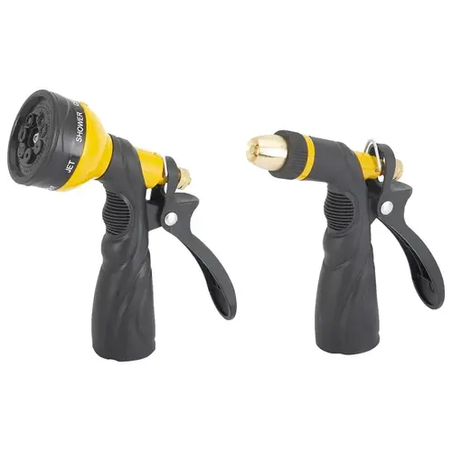 Spray Nozzle Set 2, Female, Zinc Alloy, Aluminium, Copper, TPR, Nylon, Black/Yellow