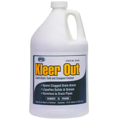 Kleer Out Series Septic Tank Cleaner, Liquid, Clear, Odorless, 1 gal Bottle