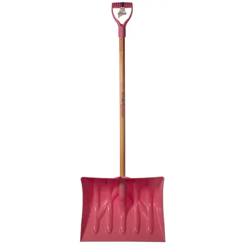 Mount Waldo Plastics 18SFWP Snow Shovel, 18 in W Blade, 5-1/2 in L Blade, Plastic Blade, 51-1/2 in OAL, Pink