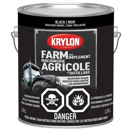 KRYLON 419620000 1962 Farm and Implement Paint, Gloss, Black, 128 oz