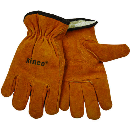 Driver Gloves, Men's, M, 10-1/2 in L, Keystone Thumb, Easy-On Cuff, Cowhide Leather, Gold