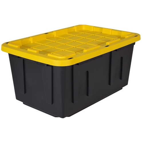 CENTREX 27GBLKYW Tough Box, Polypropylene, Black/Yellow, 30.88 in L, 20.31 in W, 14.55 in H