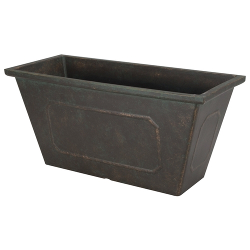 Planter, 19 in W, 8 in D, Rectangle, Resin, Black, Metallic