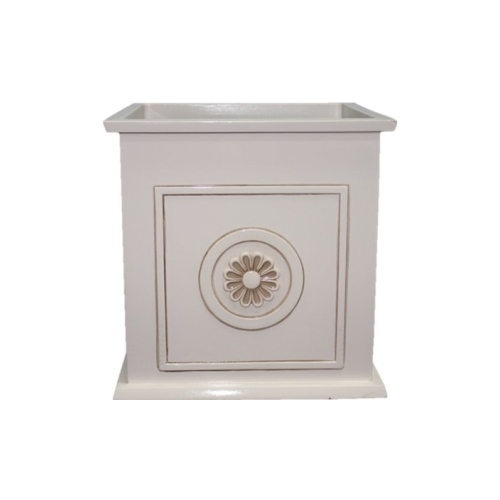 Colony Planter, 16 in W, 16 in D, Square, Ceramic, Ivory, Gloss