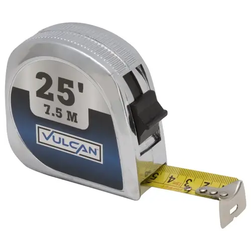 Tape Measure, 25 ft L Blade, 1 in W Blade, Steel Blade, ABS Plastic Case, Silver Case - pack of 48