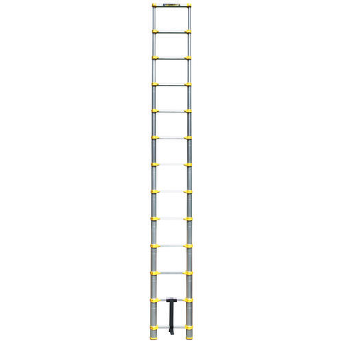 MetalTech E-LAD12T2 Telescopic Ladder, 16 ft H Reach, 250 lb, Aluminum, Yellow