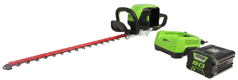 GREENWORKS 2212202CO Hedge Trimmer, Battery Included, 2.5 Ah, 80 V, 3/4 in Cutting Capacity, 24 in Blade