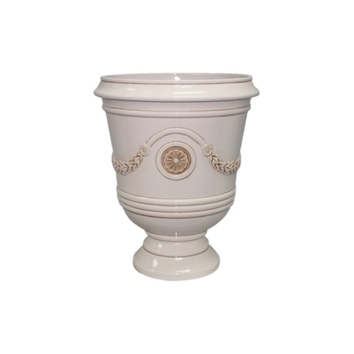 Porter Urn, 15-1/2 in W, 15-1/2 in D, Ceramic/Resin Composite, Ivory, Gloss