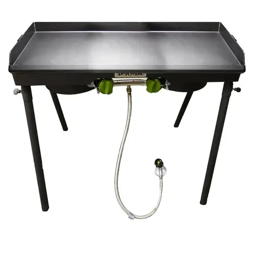 BARBOUR PS217 Patio Stove with Griddle Tapper, 2-Burner, 30,000 Btu, Aluminum/Steel