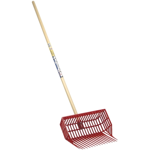 DuraPitch II Manure Fork, Basket Tine, Polycarbonate Tine, Wood Handle, Red, 52 in L Handle
