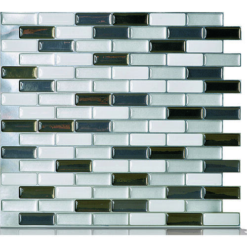 Smart Tiles SM1030-6 Wall Tile, 10.2 in L, 9.1 in W, 3/4 in Thick, Gray, Metallic - pack of 6