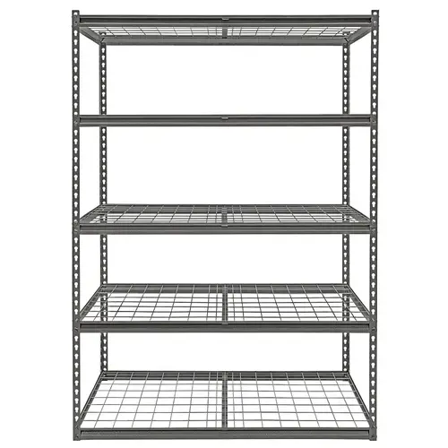 Boltless Shelving Unit with Wire Decking, 5 Levels, 48 in W x 24 in D x 72 in H Black Speckled