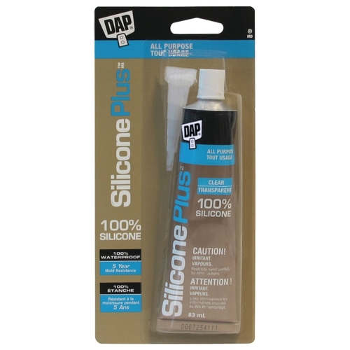 DAP 73358 Silicone Plus Window and Door Sealant, Clear, 40 to 120 deg F, 83 mL Squeeze Tube