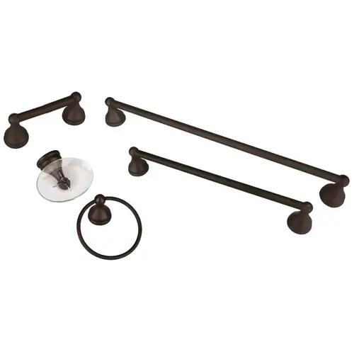 Bath Accessory Set, Oil Rubbed Bronze, 5-Piece, For: Bathroom