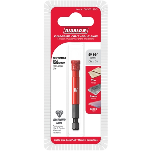 Diablo DHS0312DG Diamond Grit Hole Saw, 5/16 in Dia