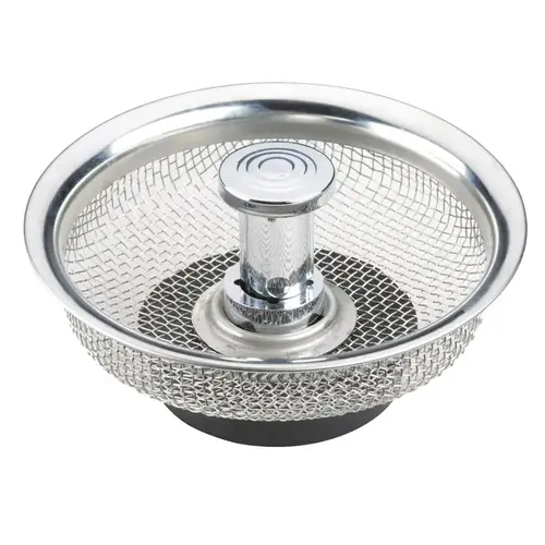 Basket Strainer, Stainless Steel, Chrome, For: Kitchen Sink