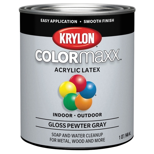 COLORmaxx Interior/Exterior Paint, Gloss, Pewter Gray, 32 oz