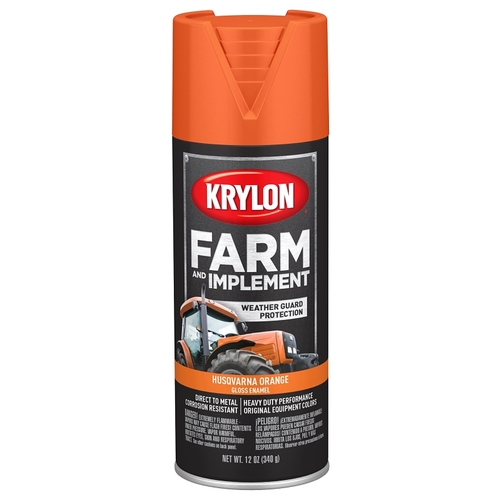 KRYLON K01961777 Farm and Implement Paint, High-Gloss, Husqvarna Orange, 12 oz