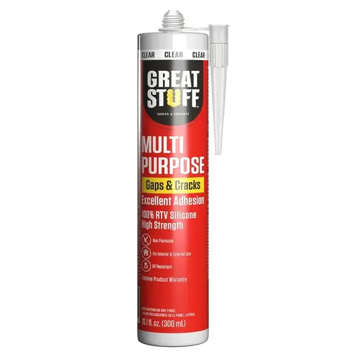 Multi-Purpose Caulk, Clear, 24 hr Curing, 41 to 104 deg F, 10.1 fl-oz Cartridge